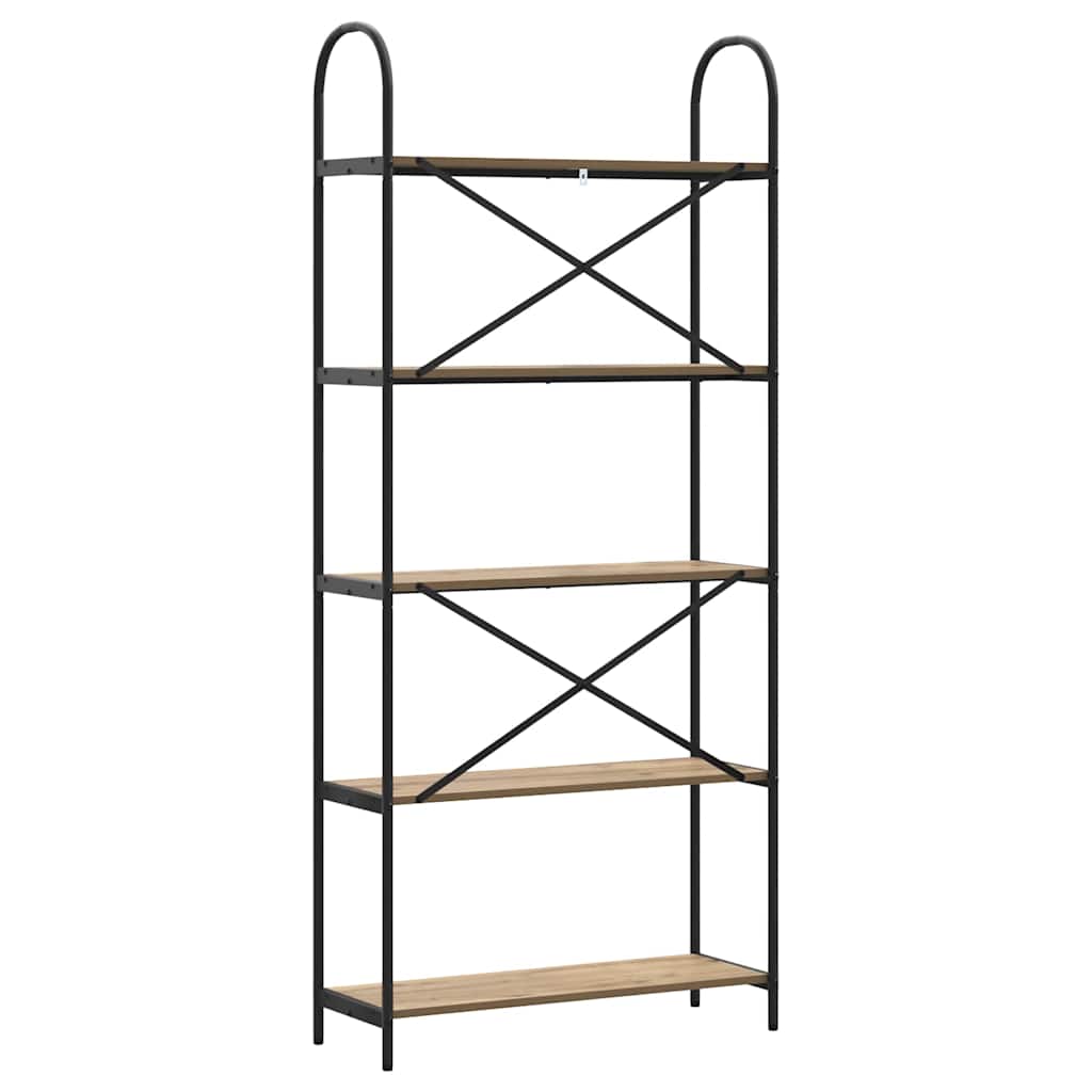 Bookshelf 5-Tier 80 x 30 x 183 cm Engineered wood Artisan Oak