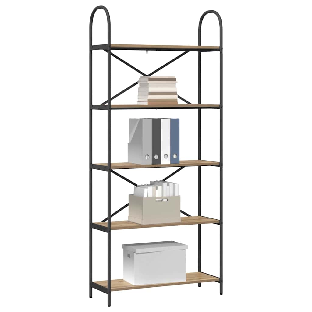 Bookshelf 5-Tier 80 x 30 x 183 cm Engineered wood Artisan Oak