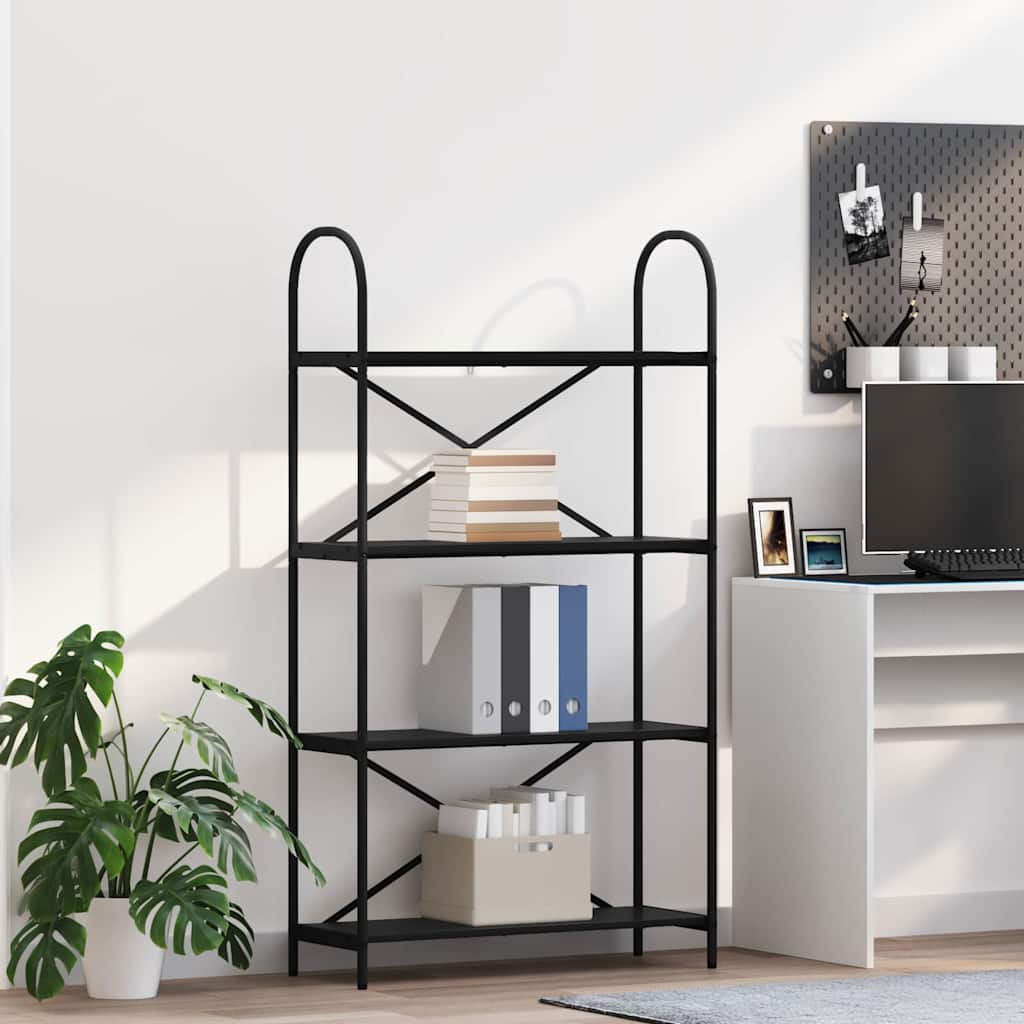 Bookshelf 4-Tier 80 x 30 x 146 cm Engineered wood Black Oak