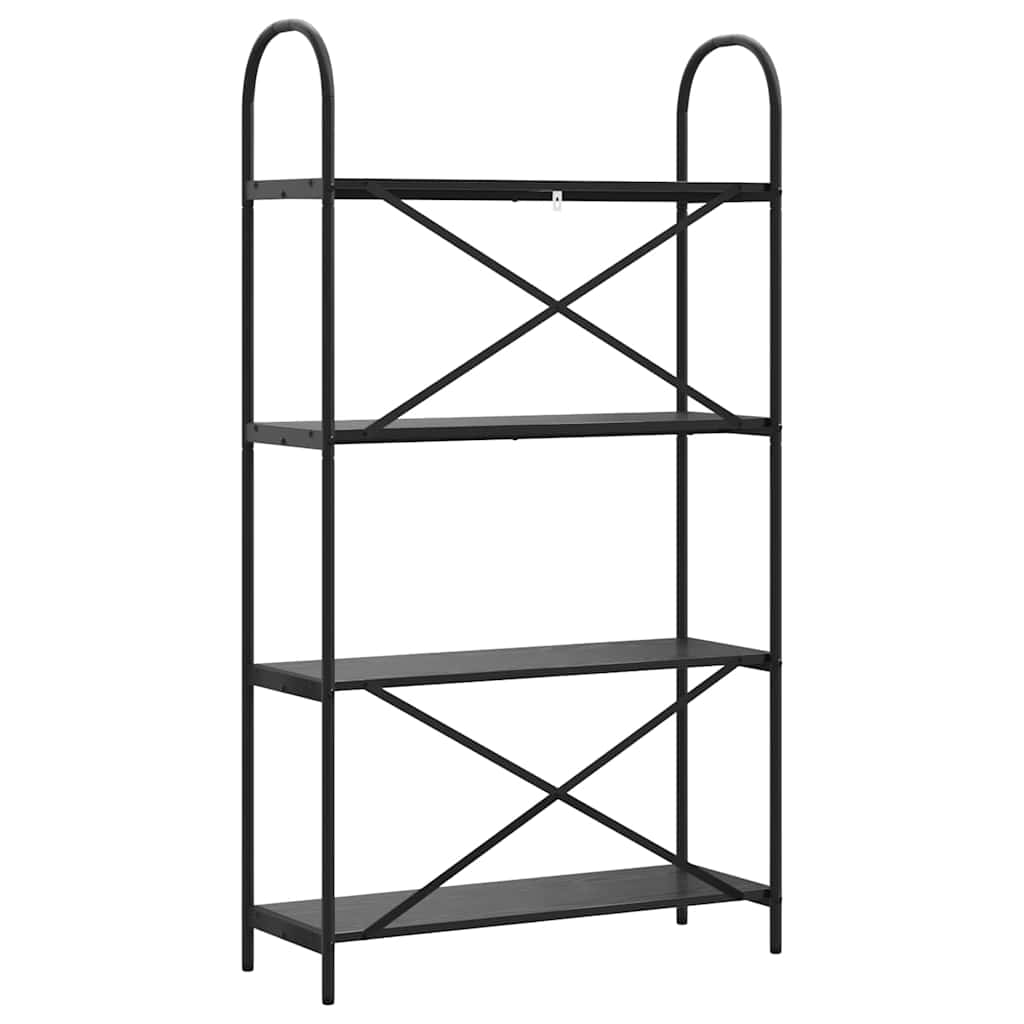 Bookshelf 4-Tier 80 x 30 x 146 cm Engineered wood Black Oak