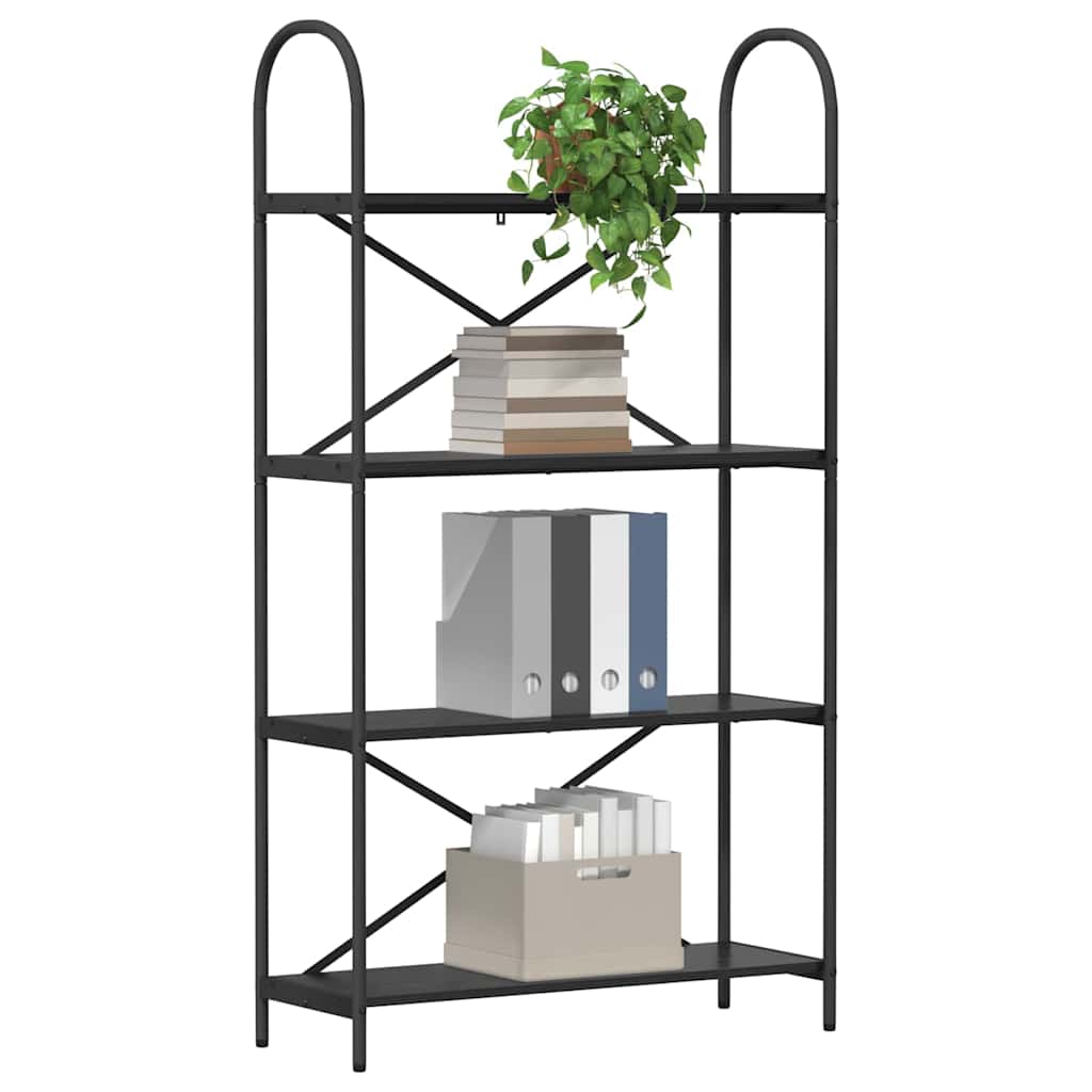 Bookshelf 4-Tier 80 x 30 x 146 cm Engineered wood Black Oak