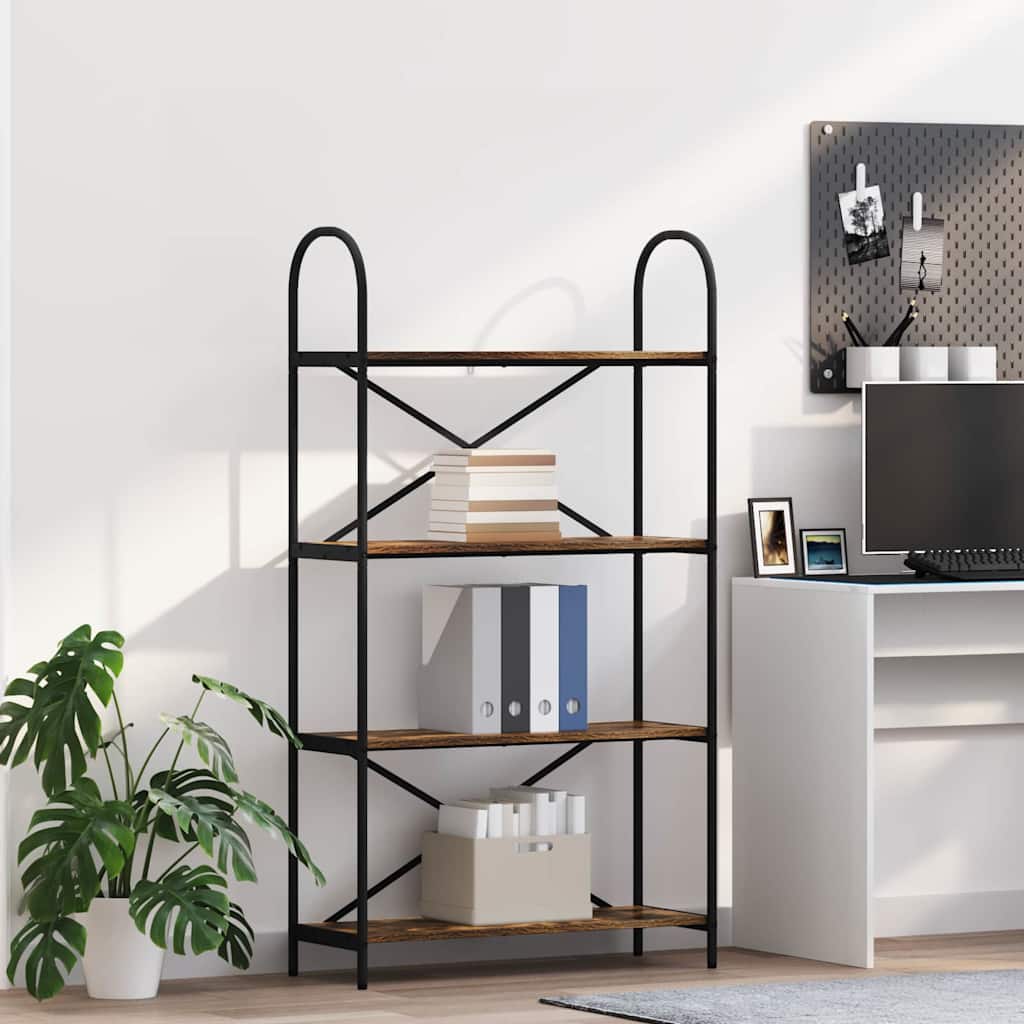 Bookshelf 4-Tier 80 x 30 x 146 cm Engineered wood Smoked Oak