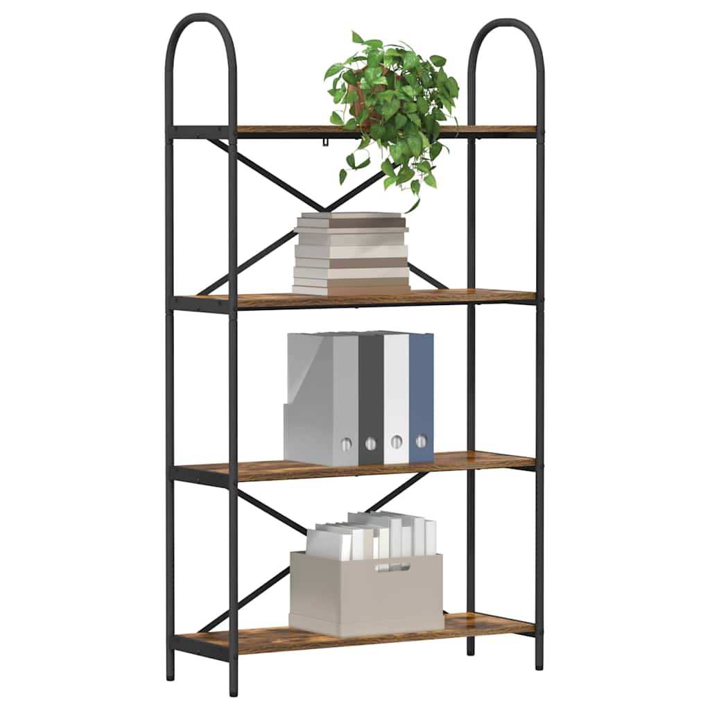 Bookshelf 4-Tier 80 x 30 x 146 cm Engineered wood Smoked Oak