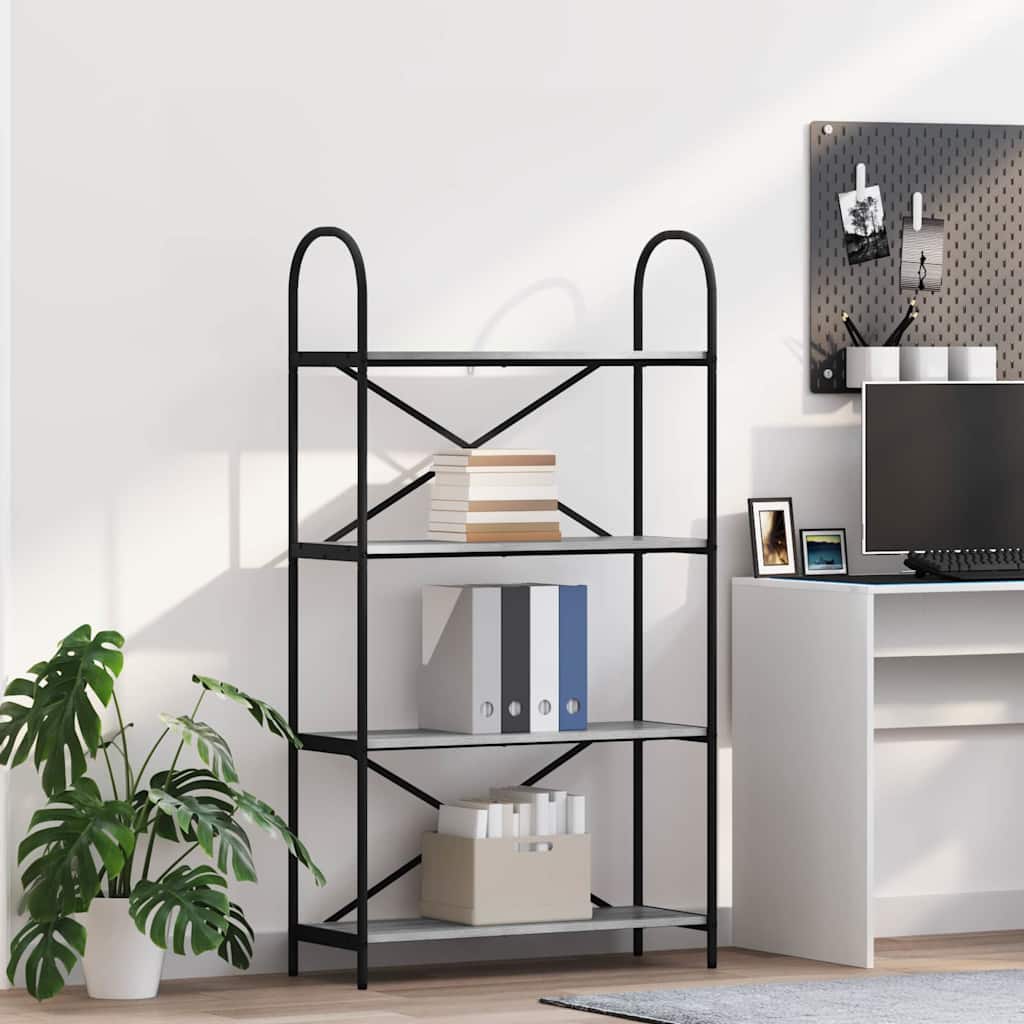Bookshelf 4-Tier 80 x 30 x 146 cm Engineered wood Grey Sonoma