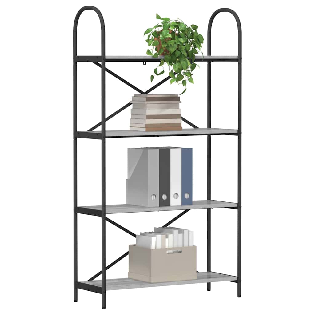 Bookshelf 4-Tier 80 x 30 x 146 cm Engineered wood Grey Sonoma