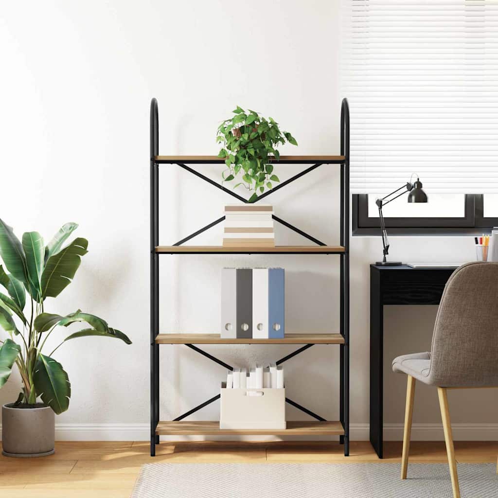 Bookshelf 4-Tier 80 x 30 x 146 cm Engineered wood Artisan Oak