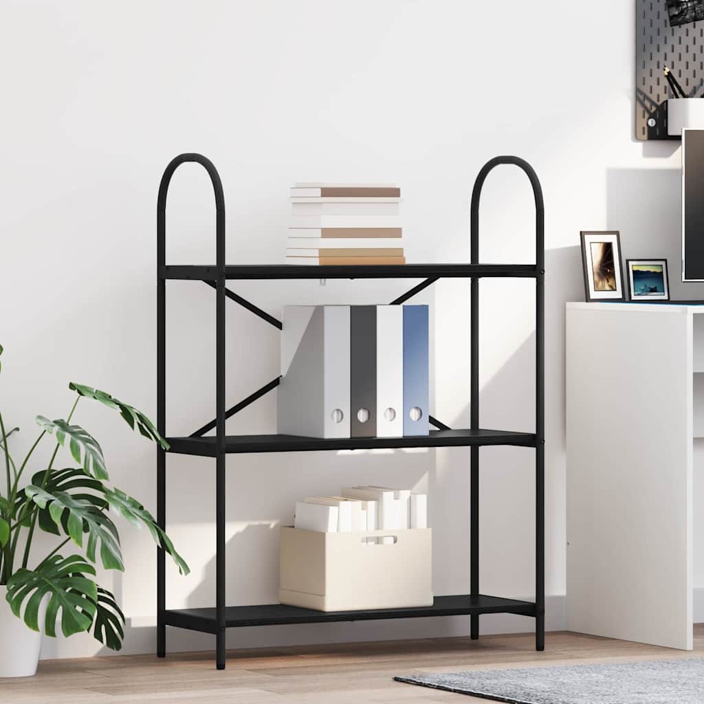 Bookshelf 3-Tier 80 x 30 x 109 cm Engineered wood Black Oak