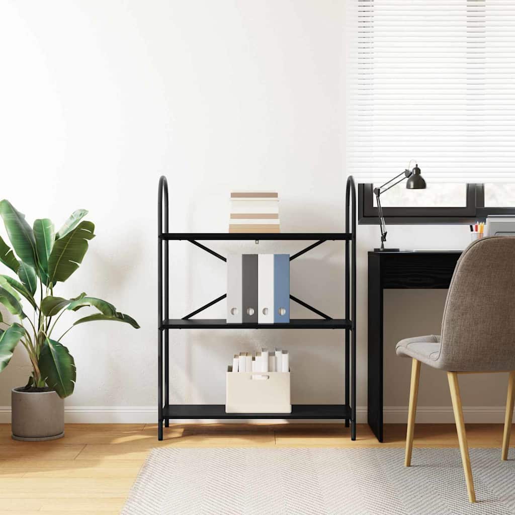 Bookshelf 3-Tier 80 x 30 x 109 cm Engineered wood Black Oak