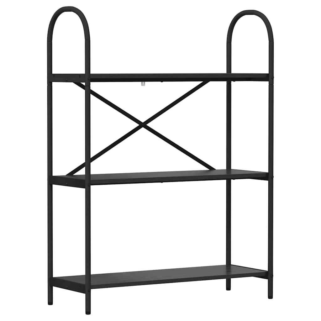 Bookshelf 3-Tier 80 x 30 x 109 cm Engineered wood Black Oak