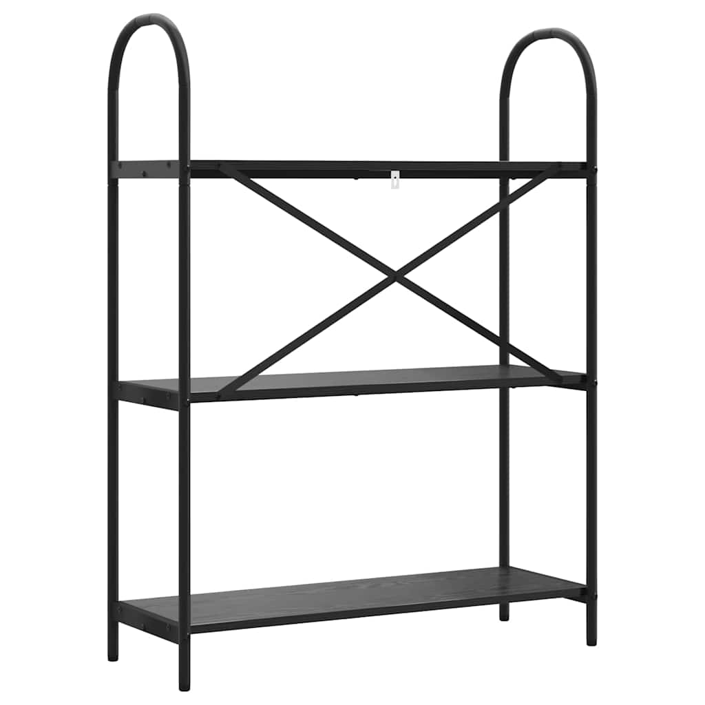 Bookshelf 3-Tier 80 x 30 x 109 cm Engineered wood Black Oak
