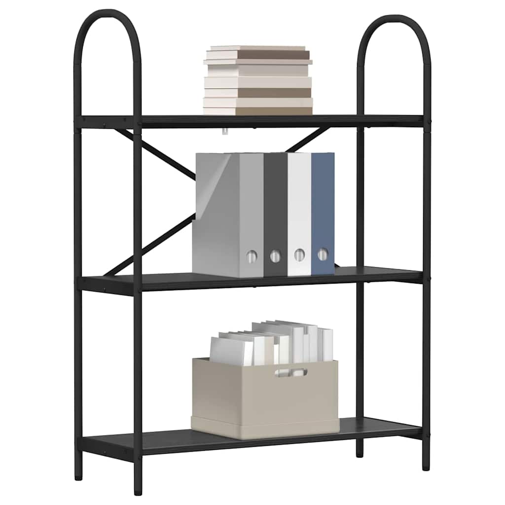 Bookshelf 3-Tier 80 x 30 x 109 cm Engineered wood Black Oak