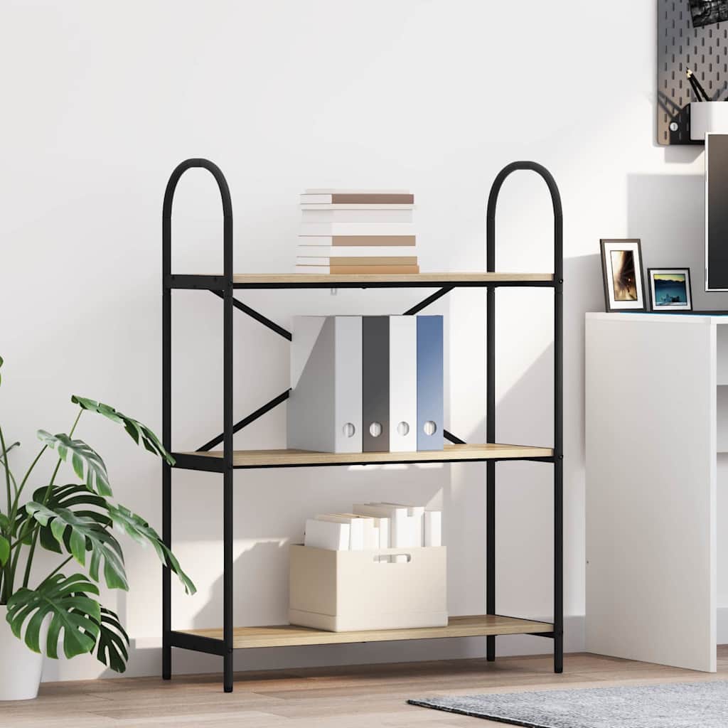Bookshelf 3-Tier 80 x 30 x 109 cm Engineered wood Sonoma Oak