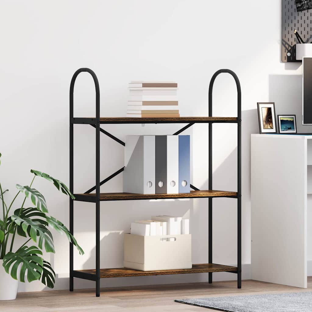 Bookshelf 3-Tier 80 x 30 x 109 cm Engineered wood Smoked Oak