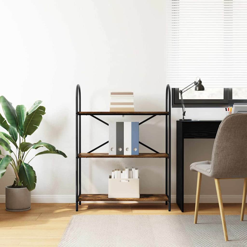 Bookshelf 3-Tier 80 x 30 x 109 cm Engineered wood Smoked Oak