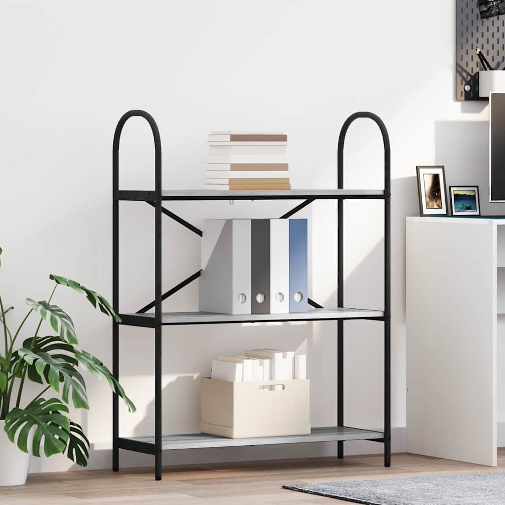 Bookshelf 3-Tier 80 x 30 x 109 cm Engineered wood Grey Sonoma