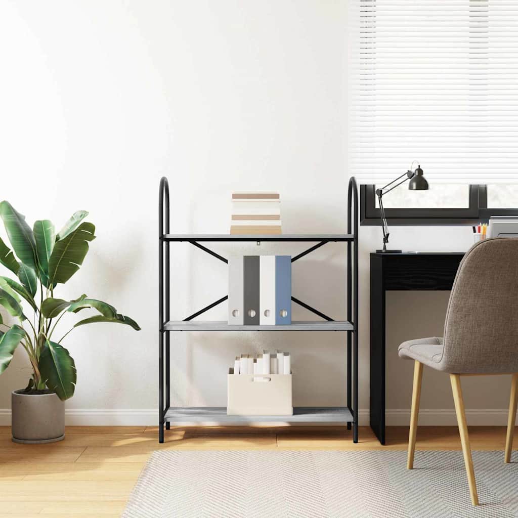 Bookshelf 3-Tier 80 x 30 x 109 cm Engineered wood Grey Sonoma
