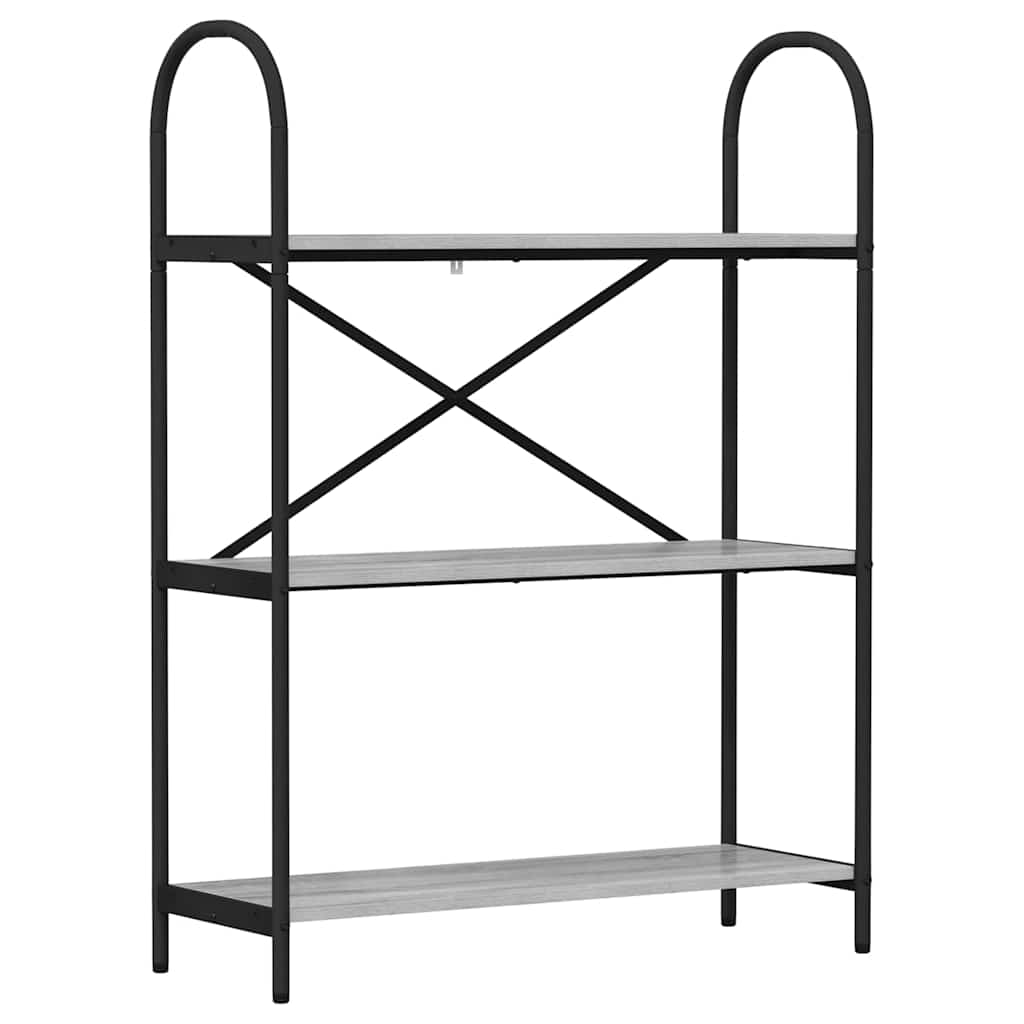Bookshelf 3-Tier 80 x 30 x 109 cm Engineered wood Grey Sonoma