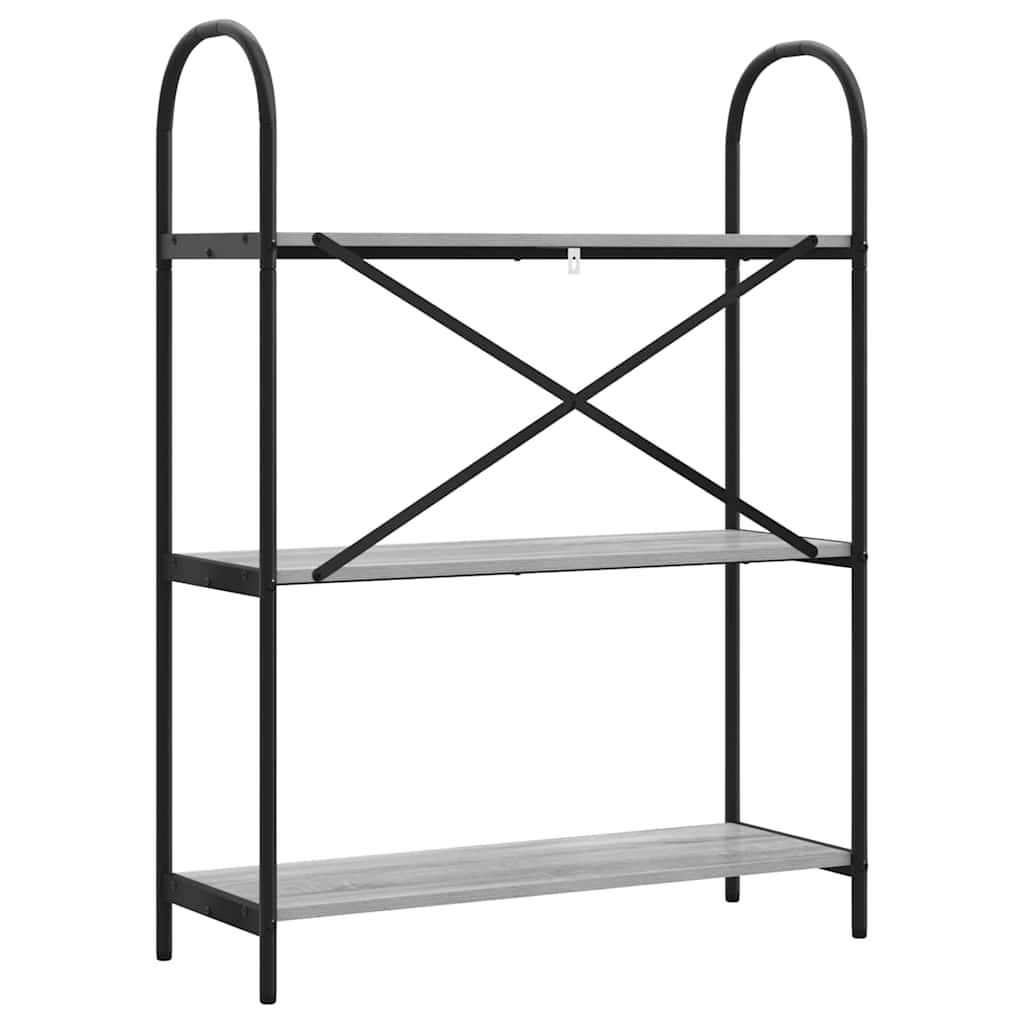 Bookshelf 3-Tier 80 x 30 x 109 cm Engineered wood Grey Sonoma