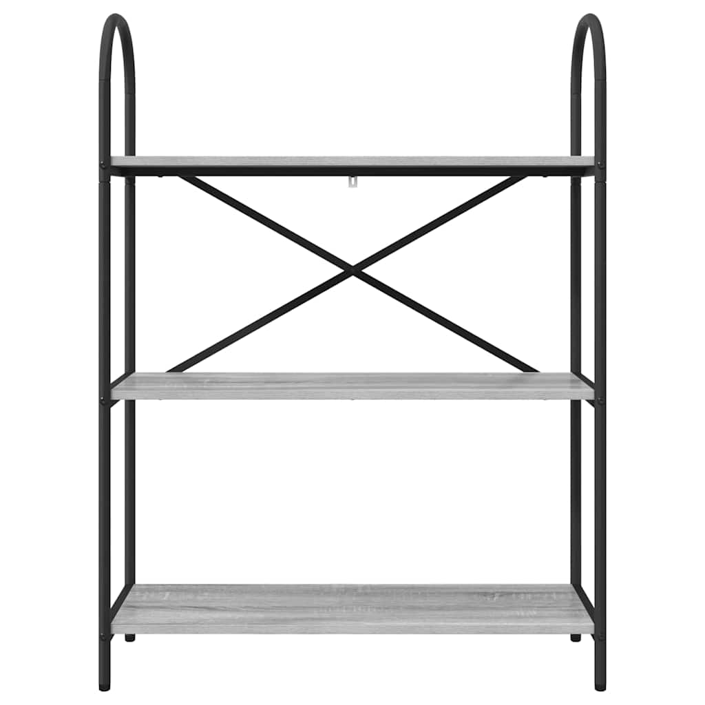 Bookshelf 3-Tier 80 x 30 x 109 cm Engineered wood Grey Sonoma