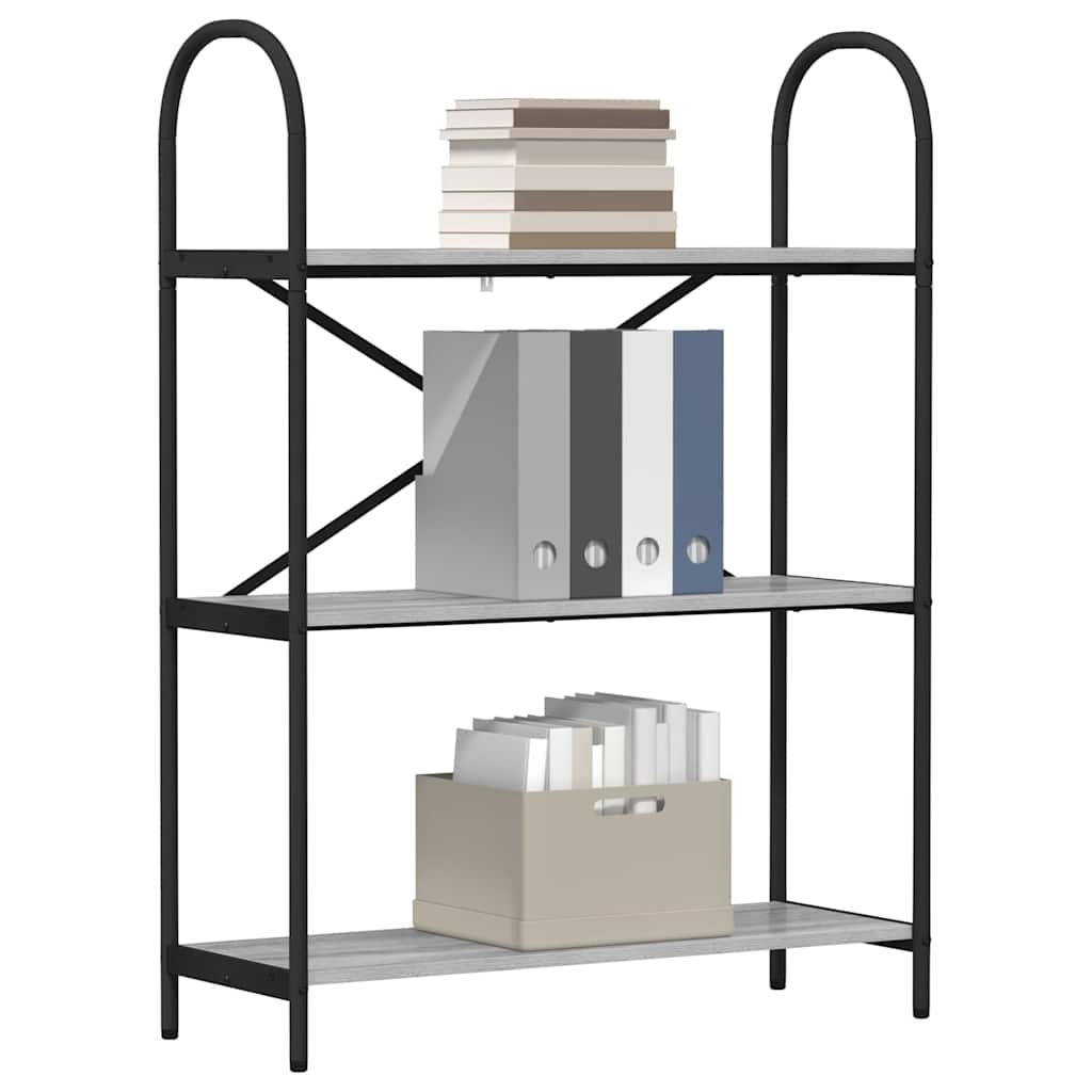 Bookshelf 3-Tier 80 x 30 x 109 cm Engineered wood Grey Sonoma
