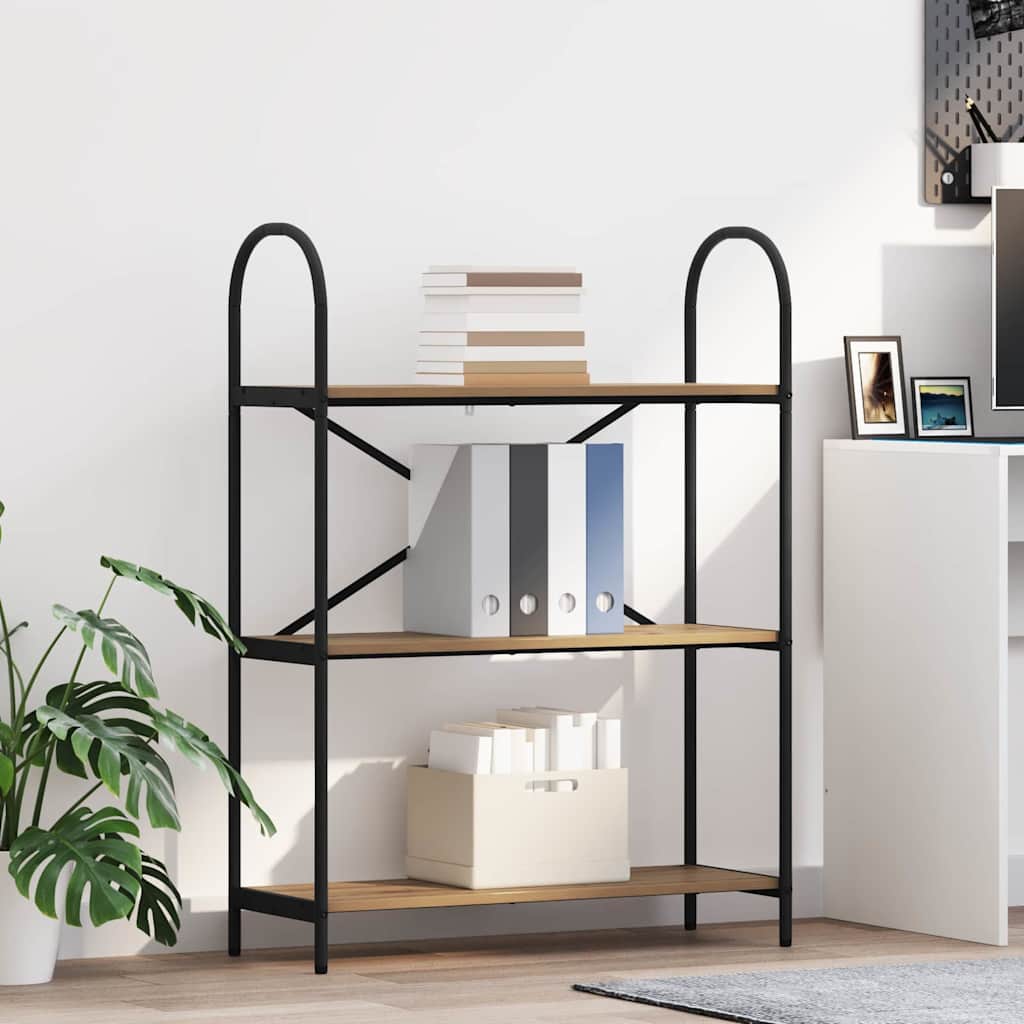 Bookshelf 3-Tier 80 x 30 x 109 cm Engineered wood Artisan Oak