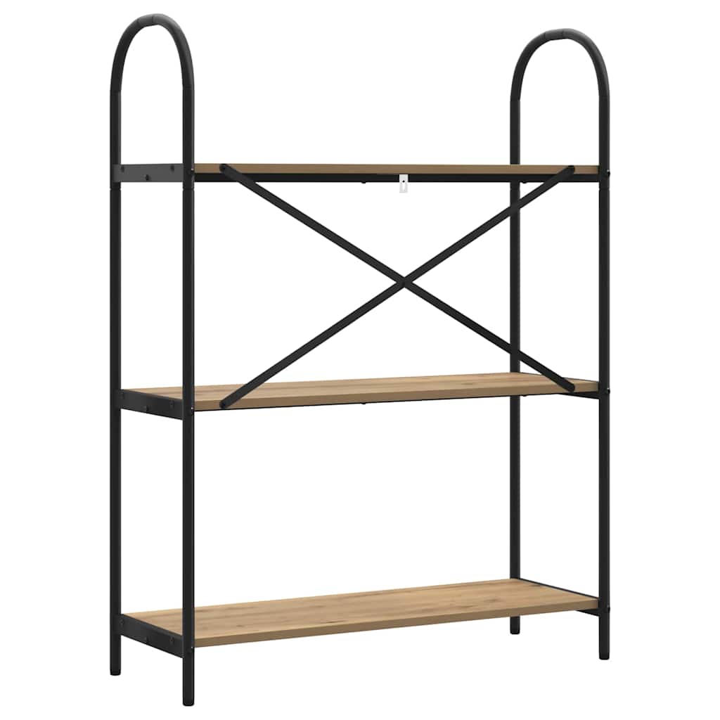 Bookshelf 3-Tier 80 x 30 x 109 cm Engineered wood Artisan Oak