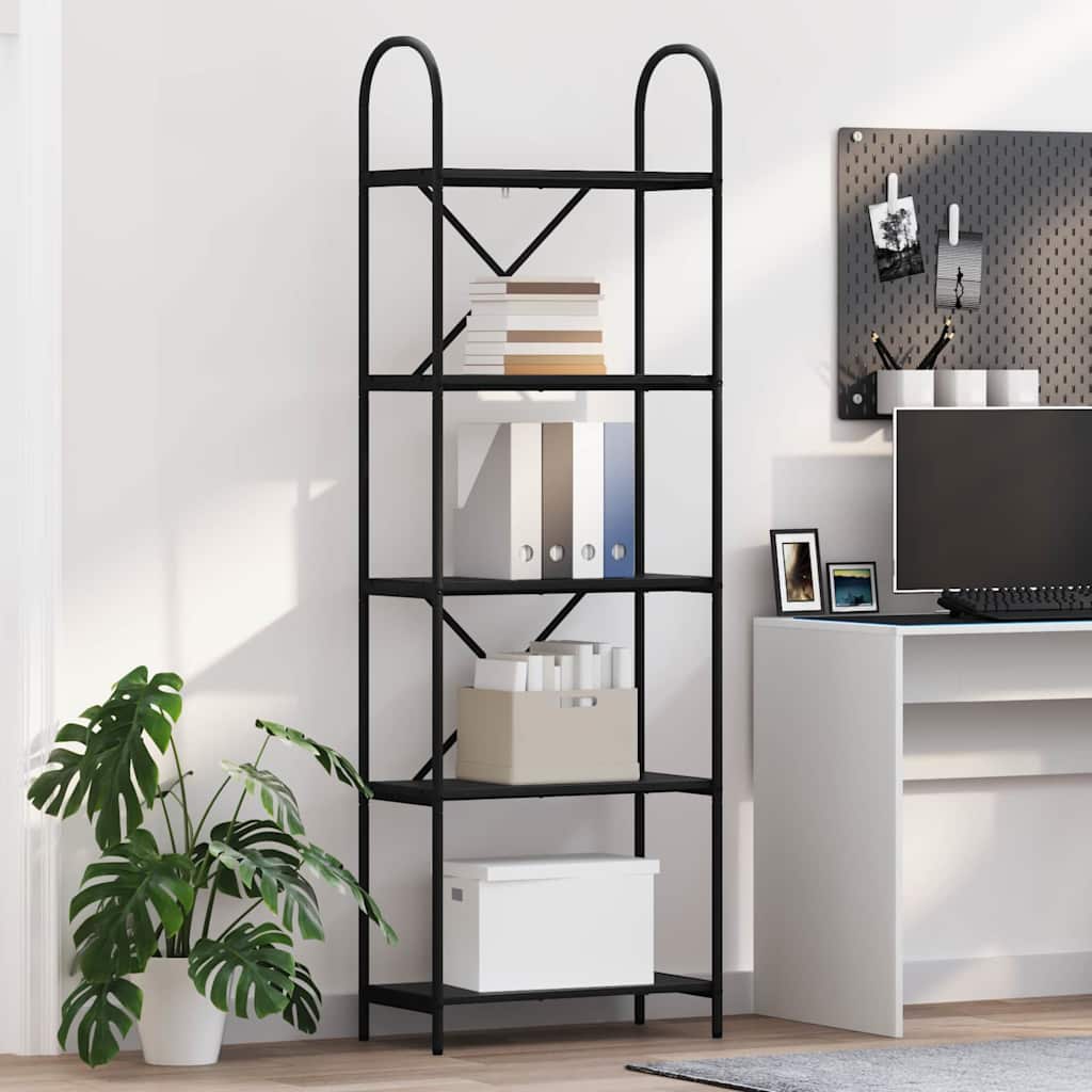 Bookshelf 5-Tier 60 x 30 x 183 cm Engineered wood Black Oak