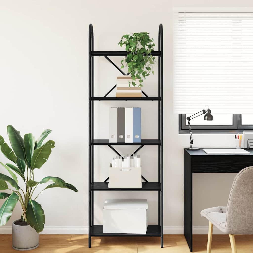 Bookshelf 5-Tier 60 x 30 x 183 cm Engineered wood Black Oak