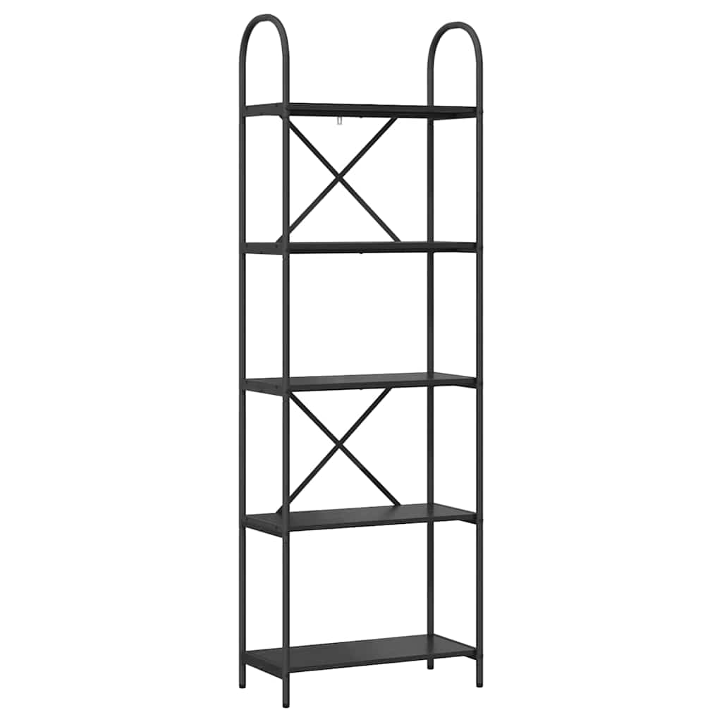 Bookshelf 5-Tier 60 x 30 x 183 cm Engineered wood Black Oak