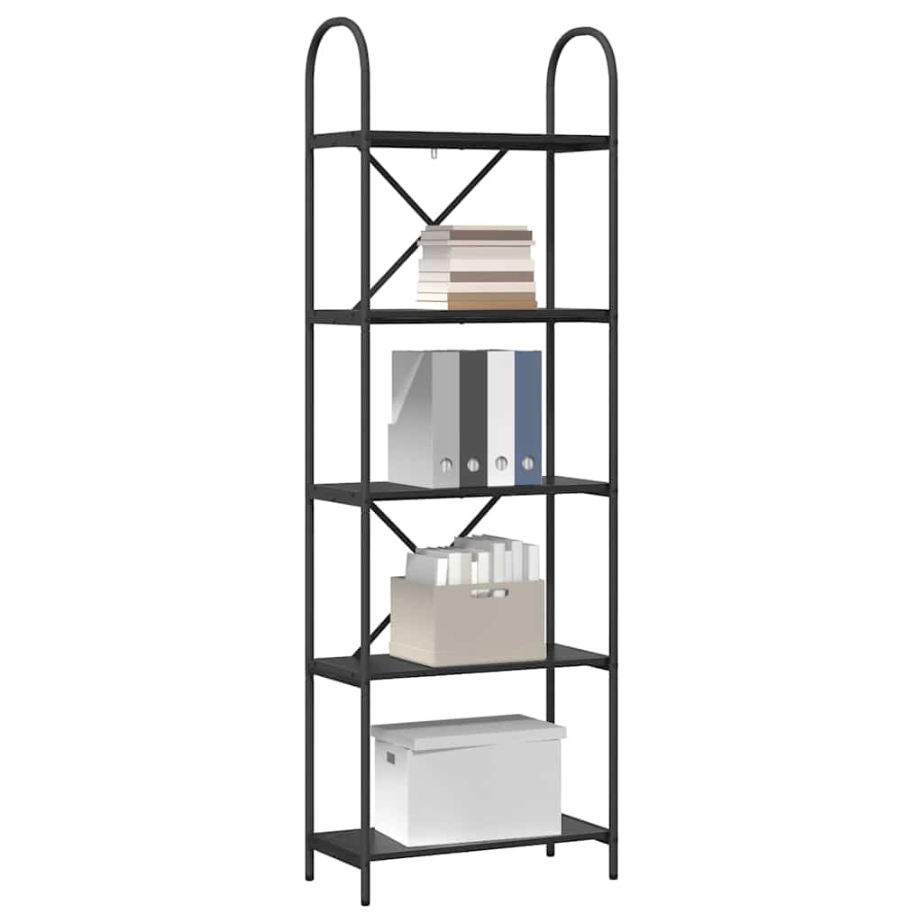 Bookshelf 5-Tier 60 x 30 x 183 cm Engineered wood Black Oak