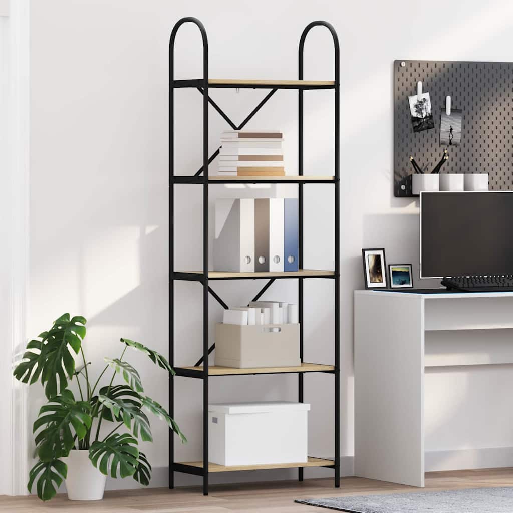Bookshelf 5-Tier 60 x 30 x 183 cm Engineered wood Sonoma Oak