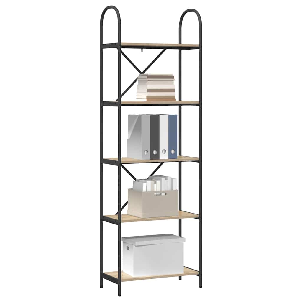 Bookshelf 5-Tier 60 x 30 x 183 cm Engineered wood Sonoma Oak
