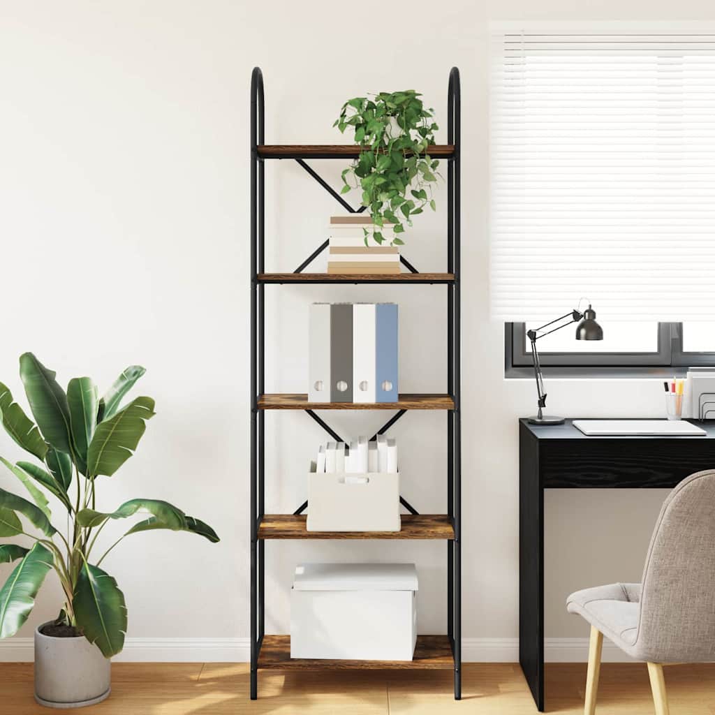 Bookshelf 5-Tier 60 x 30 x 183 cm Engineered wood Smoked Oak