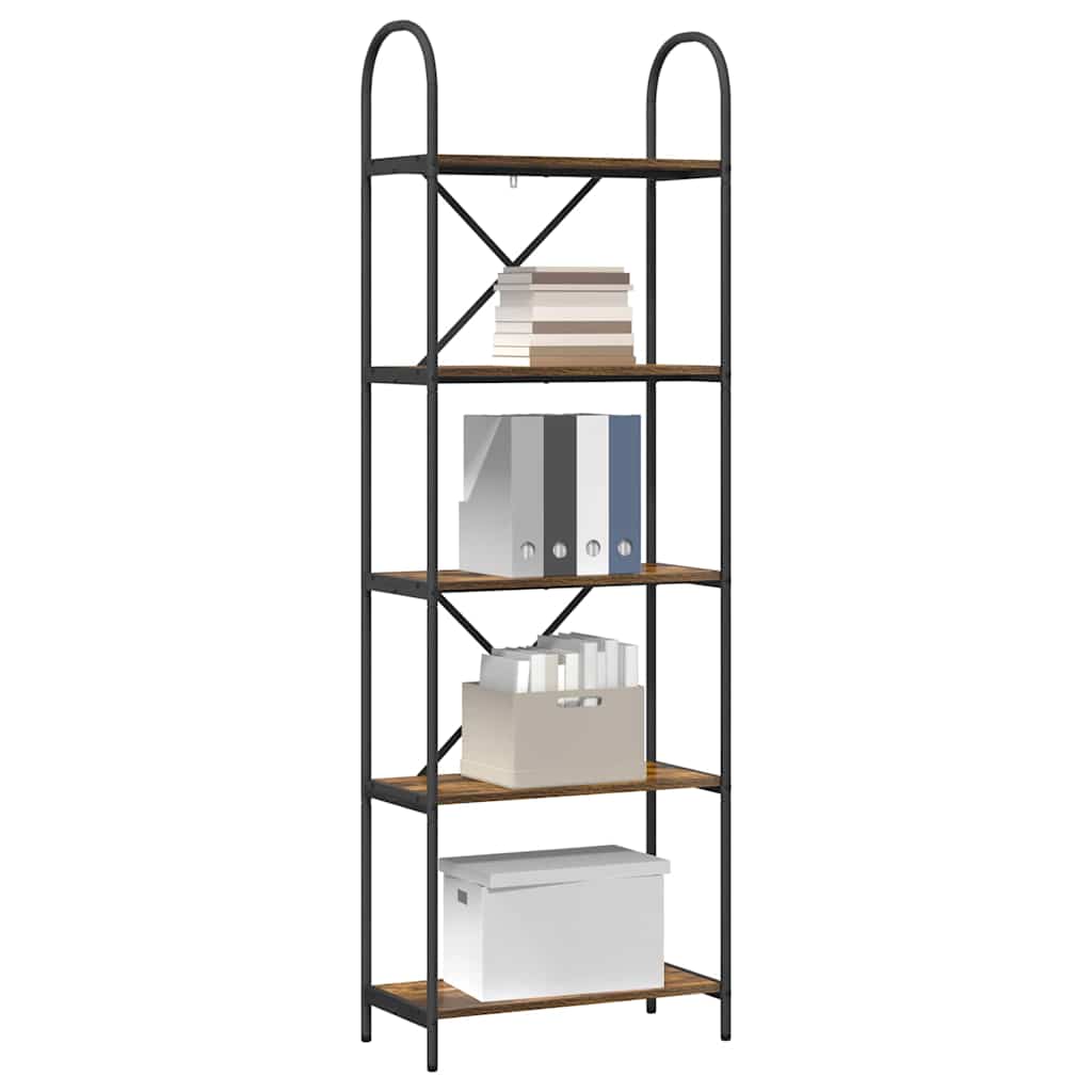 Bookshelf 5-Tier 60 x 30 x 183 cm Engineered wood Smoked Oak