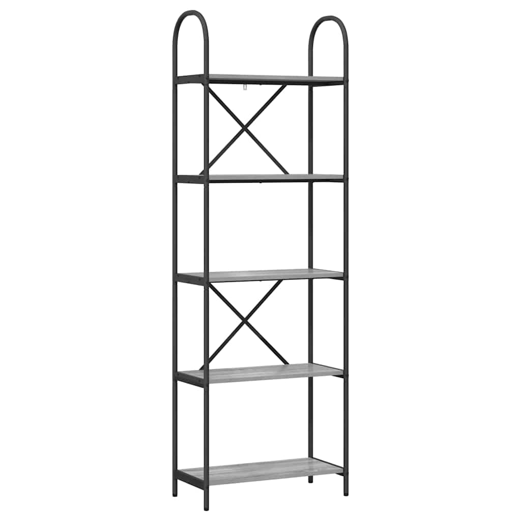 Bookshelf 5-Tier 60 x 30 x 183 cm Engineered wood Grey Sonoma