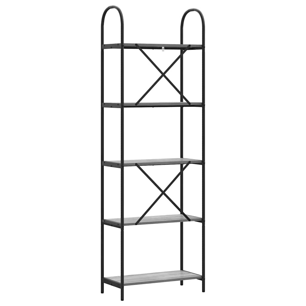 Bookshelf 5-Tier 60 x 30 x 183 cm Engineered wood Grey Sonoma