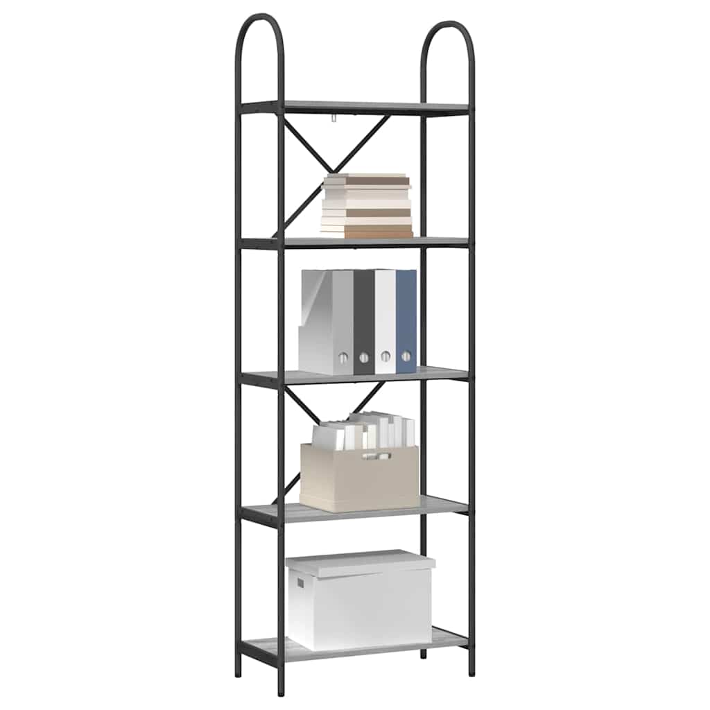 Bookshelf 5-Tier 60 x 30 x 183 cm Engineered wood Grey Sonoma