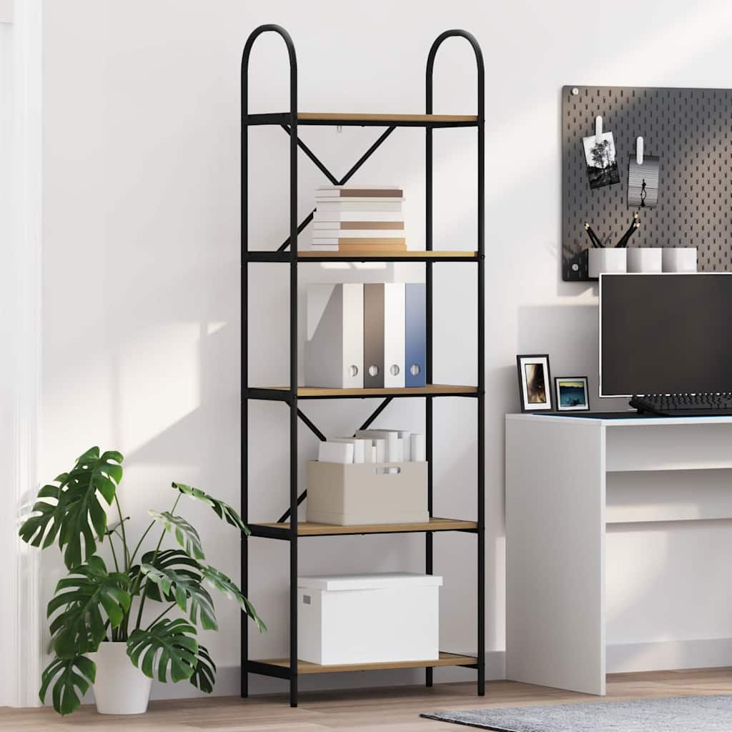 Bookshelf 5-Tier 60 x 30 x 183 cm Engineered wood Artisan Oak