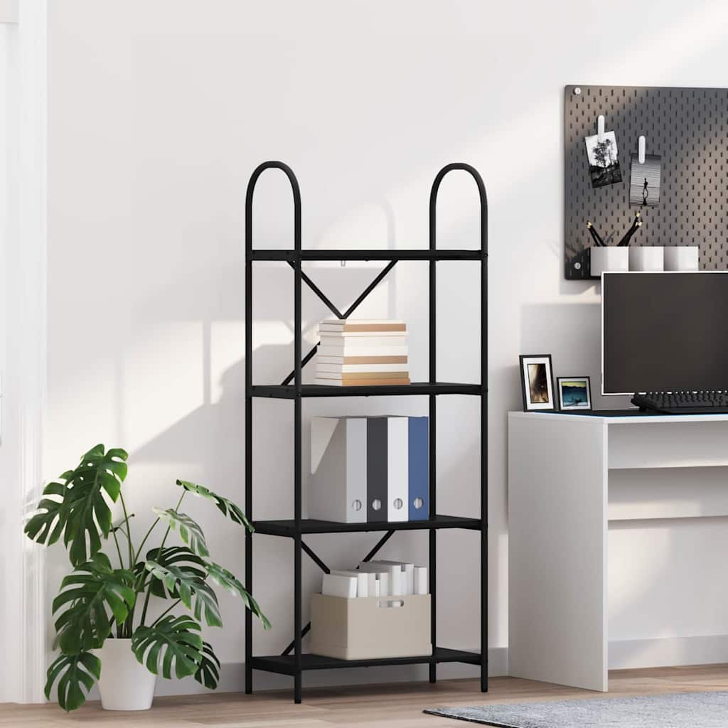Bookshelf 4-Tier 60 x 30 x 146 cm Engineered wood Black Oak