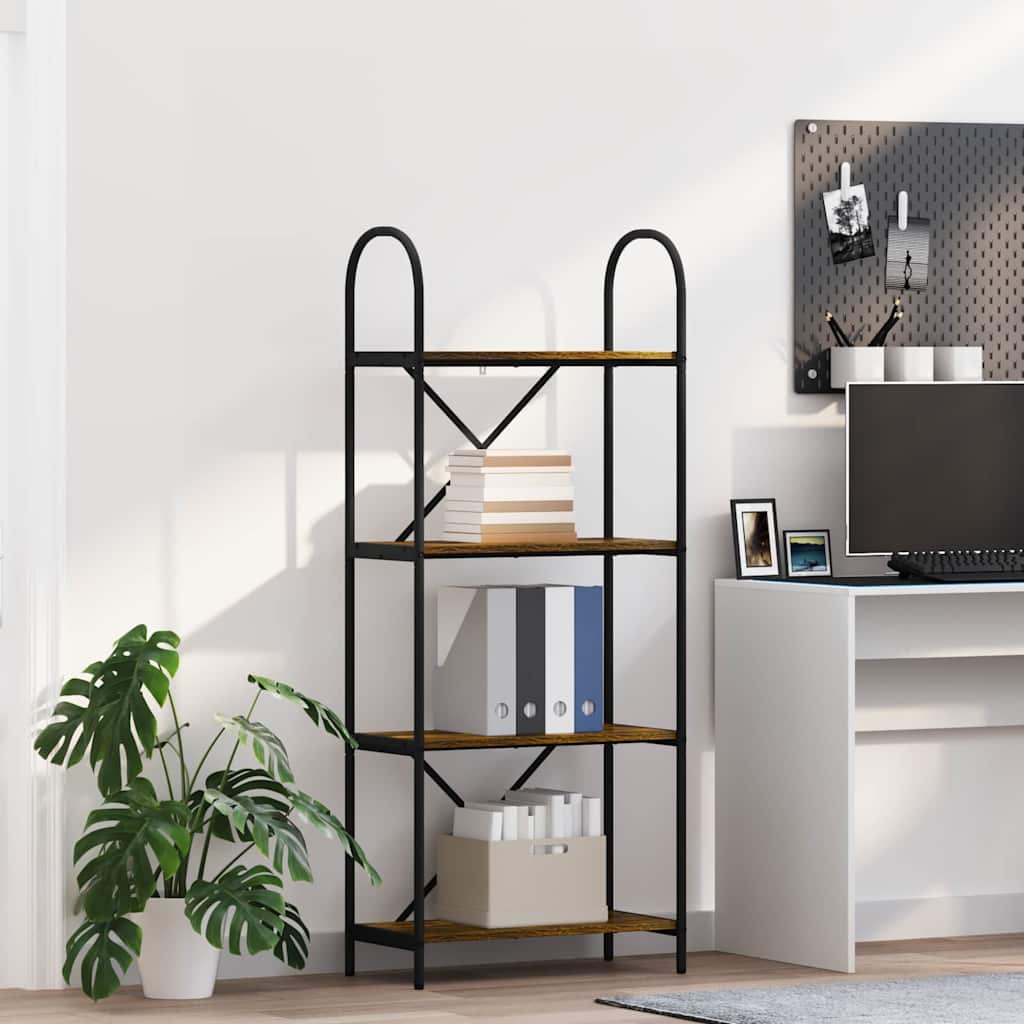 Bookshelf 4-Tier 60 x 30 x 146 cm Engineered wood Smoked Oak