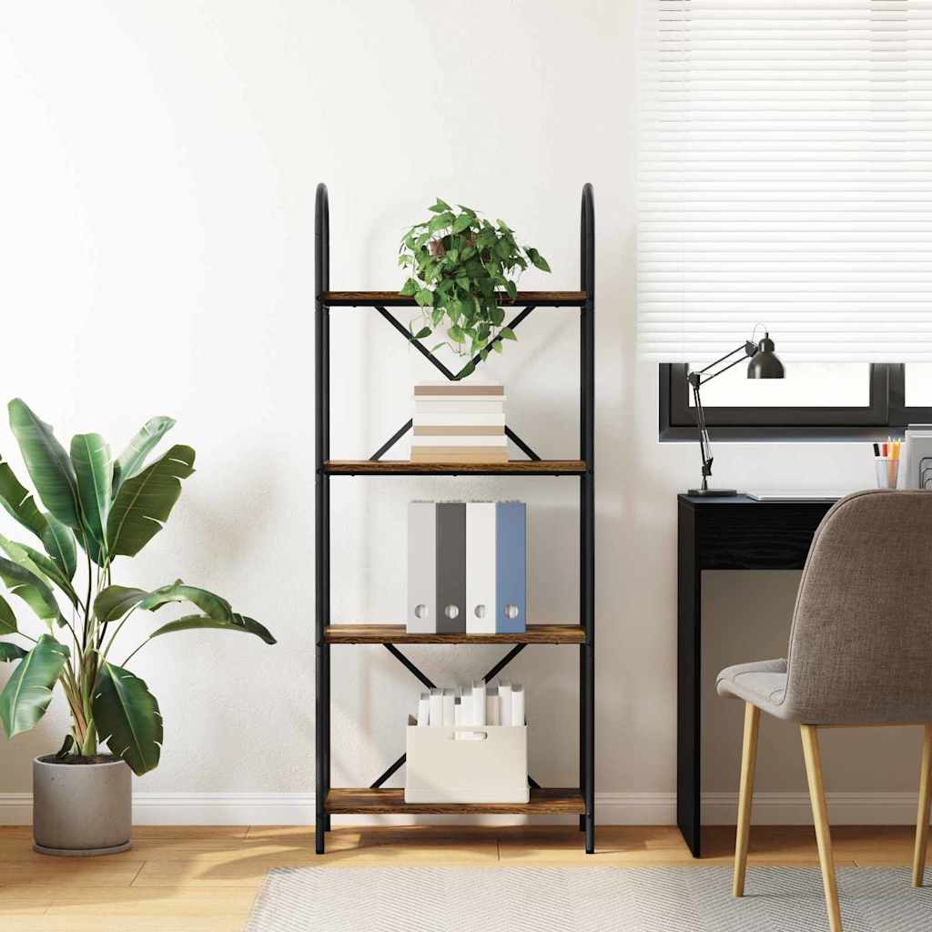 Bookshelf 4-Tier 60 x 30 x 146 cm Engineered wood Smoked Oak