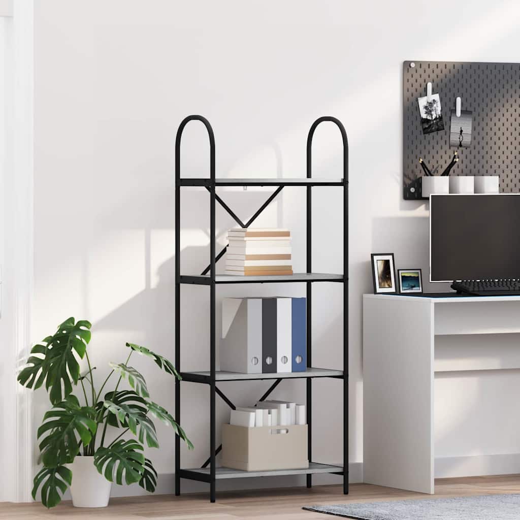 Bookshelf 4-Tier 60 x 30 x 146 cm Engineered wood Grey Sonoma