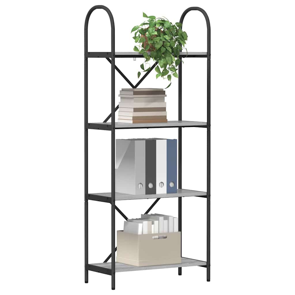 Bookshelf 4-Tier 60 x 30 x 146 cm Engineered wood Grey Sonoma