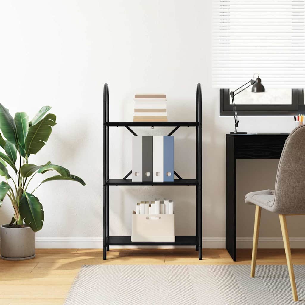 Bookshelf 3-Tier 60 x 30 x 109 cm Engineered wood Black Oak