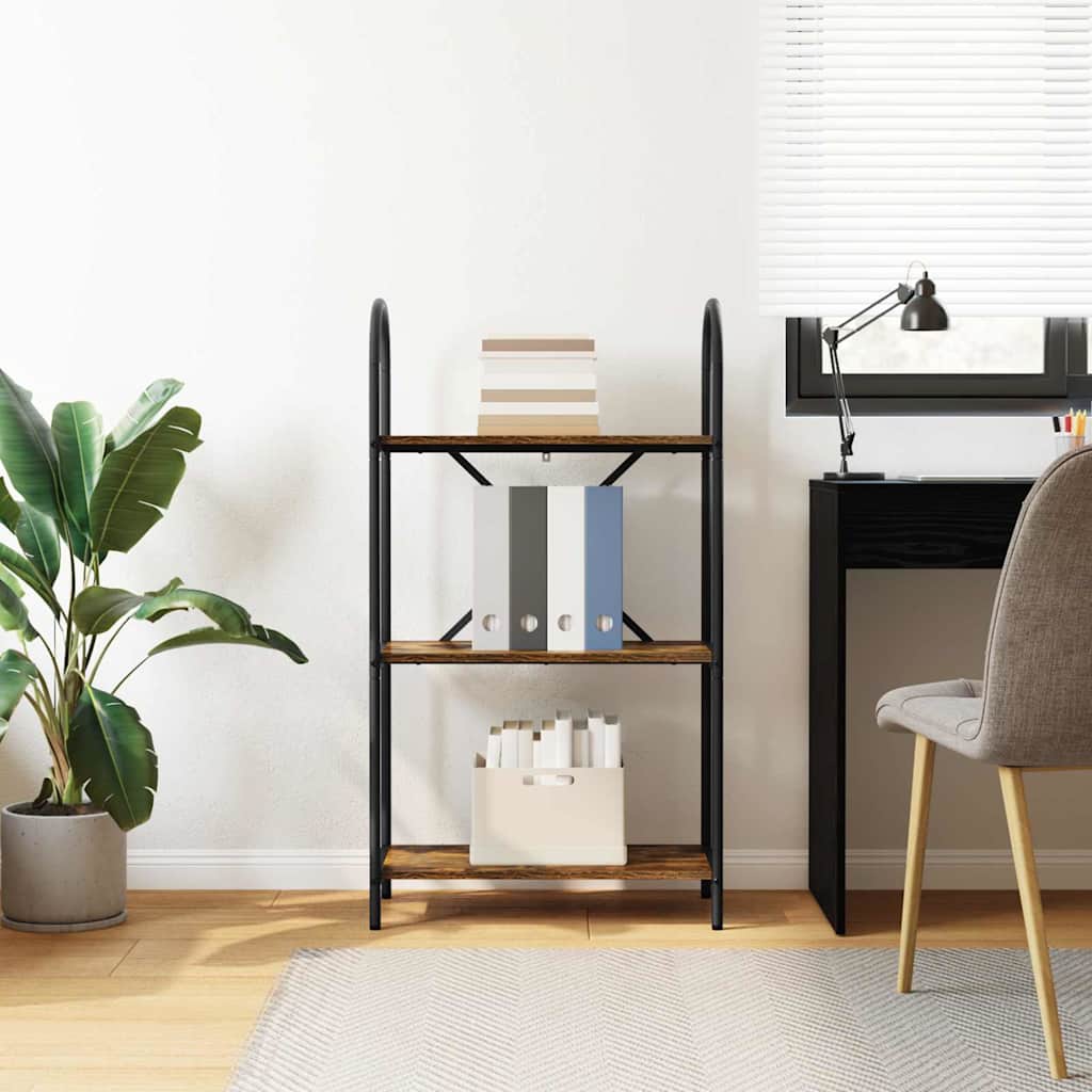 Bookshelf 3-Tier 60 x 30 x 109 cm Engineered wood Smoked Oak
