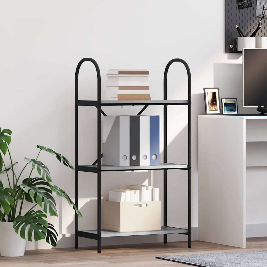 Bookshelf 3-Tier 60 x 30 x 109 cm Engineered wood Grey Sonoma