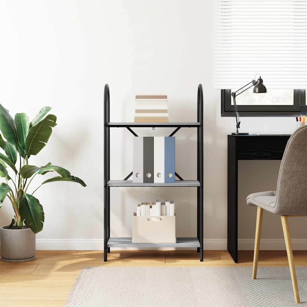 Bookshelf 3-Tier 60 x 30 x 109 cm Engineered wood Grey Sonoma