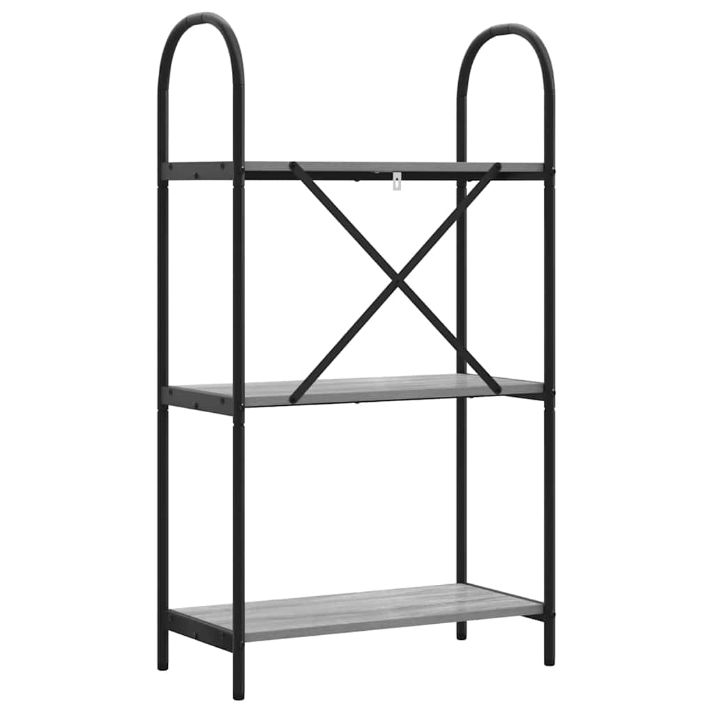 Bookshelf 3-Tier 60 x 30 x 109 cm Engineered wood Grey Sonoma