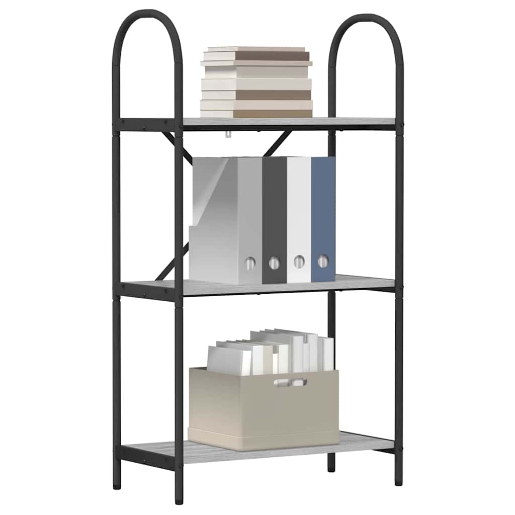 Bookshelf 3-Tier 60 x 30 x 109 cm Engineered wood Grey Sonoma