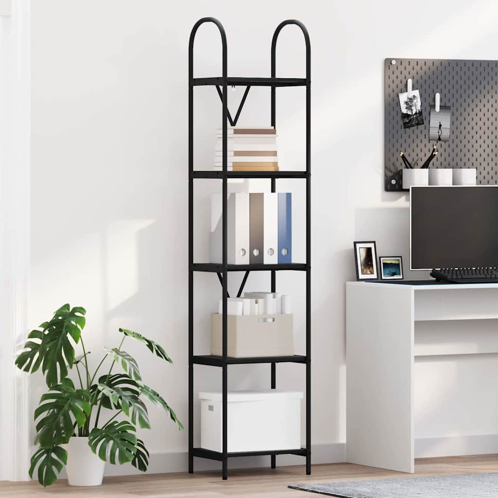 Bookshelf 5-Tier 40 x 30 x 183 cm Engineered wood Black Oak